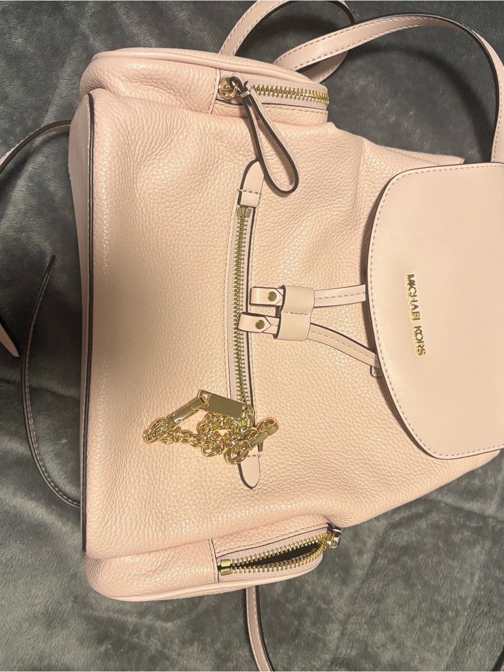 Michael Kors Pale Blush Leather Backpack with Gold Hardware